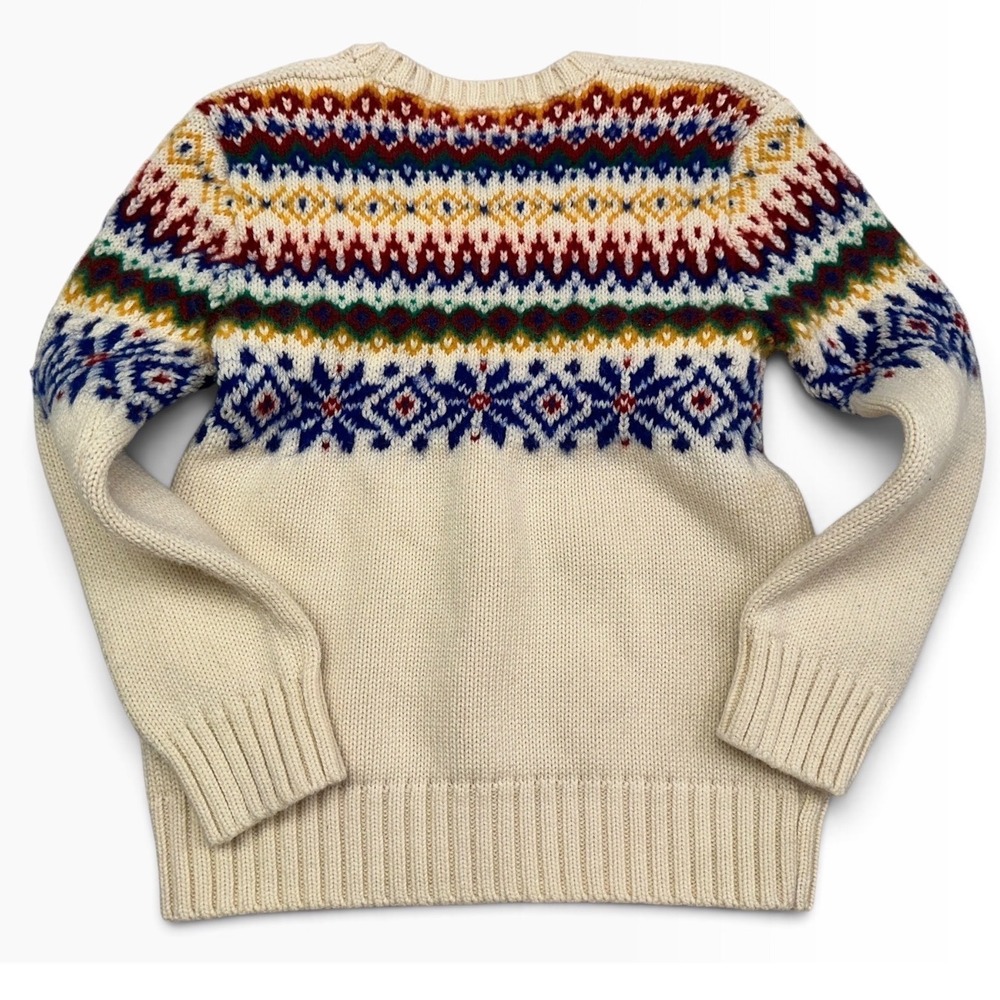Polo Ralph Lauren Boys Ivory Fair Isle Crewneck Sweater 7 Cotton Wool Ski READ - Picture 2 of 9